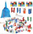 Domino drewniane zestaw 407 elementów ZABAWKA EDUKACYJNA