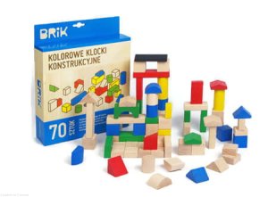 Klocki drewniane malowane 70 sztuk POLSKIE Brik