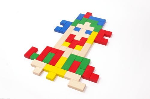 Łamigłówka mozaika drewniana 3w1 POLSKIE klocki Brik  