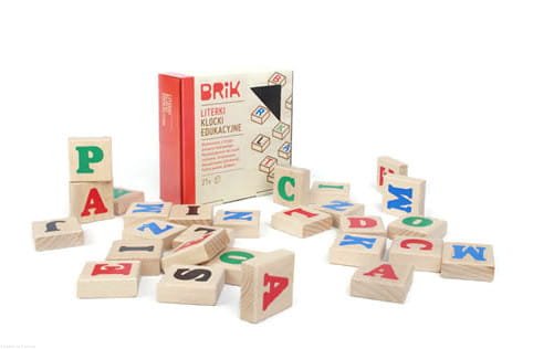 Literki drewniane ZABAWKA EDUKACYJNA  klocki POLSKIE Brik 