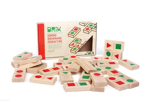 DOMINO drewniane geometryczne Klocki POLSKIE Brik 