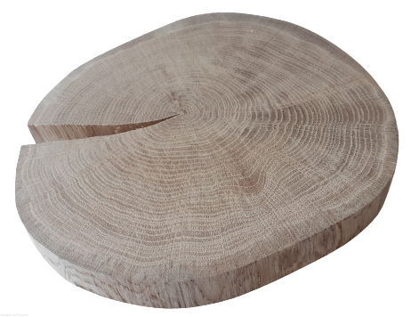 Plaster drewna Dąb BEZ KORY szlifowany 20-25 cm / 3 cm z pęknięciem