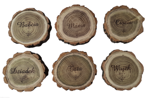  Plaster drewna Podstawka pod kubek z grawerem AKACJA Prezent - RÓŻNE WZORY