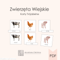 Karty trójdzielne zwierzęta WIEJSKIE- produkt cyfrowy do wydruku