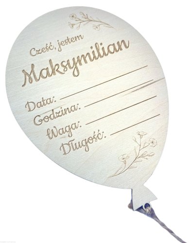 Baby Shower Balon Metryczka do zdjęć drewniana