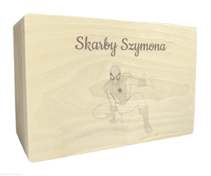 Skrzynka drewniana z grawerem SPIDERMAN 30x20 cm