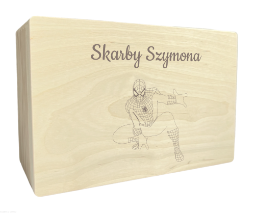Skrzynka drewniana z grawerem SPIDERMAN 30x20 cm