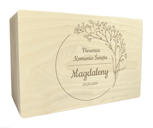 Pudełko drewniane Komunia Święta skrzynka 30x20