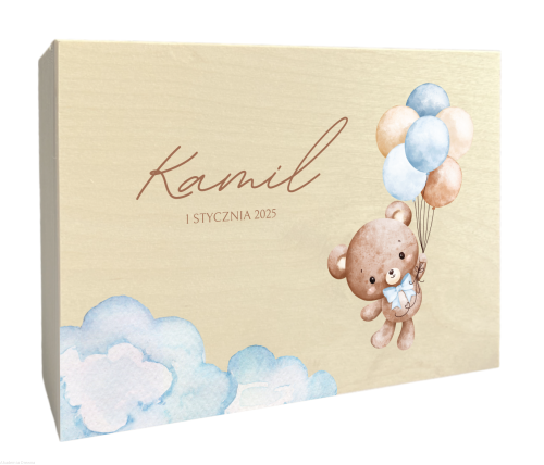 Pudełko drewniane BABY SHOWER nadruk UV 22x16 cm 