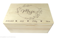 Skrzynka drewniana z grawerem Metryczka Chrzest  40x30 cm 