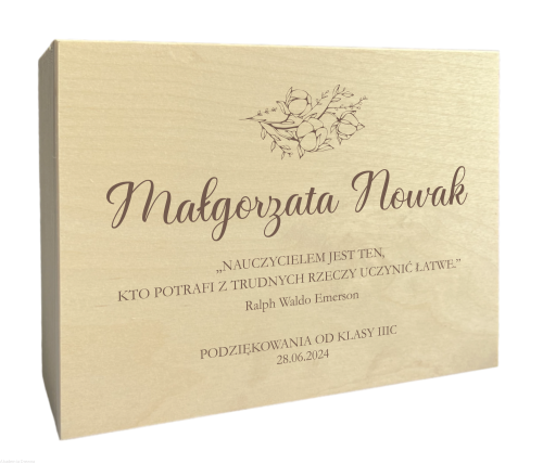 Pudełko drewniane Dzień Nauczyciela, Zakończenie roku 22x16 cm