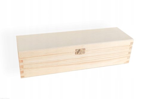 Skrzynka drewniana na butelkę wino 36 cm z zapięciem
