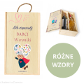Skrzynka drewniana podwójna z NADRUKIEM UV na PREZENT dla Babci i Dziadka  wino alkohol miody