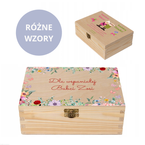 Pudełko drewniane prezent dla Babci i Dziadka nadruk UV 22x16 cm 