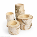 Zestaw 4 świeczników brzozowych różne wysokości 4-12 cm