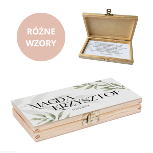 Pudełko na banknoty pieniądze Ślub Wesele Prezent Nadruk UV