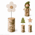 Pieńki brzozowe 20 cm, z otworem do dekoracji / prac kreatywnych DIY - zestaw 6 sztuk