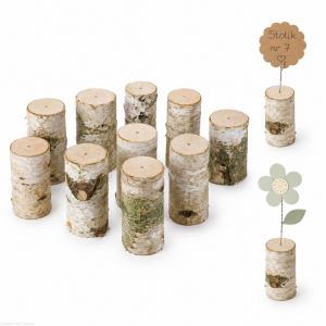 Pieńki brzozowe 10 cm, z otworem do dekoracji / prac kreatywnych DIY - zestaw 10 sztuk 