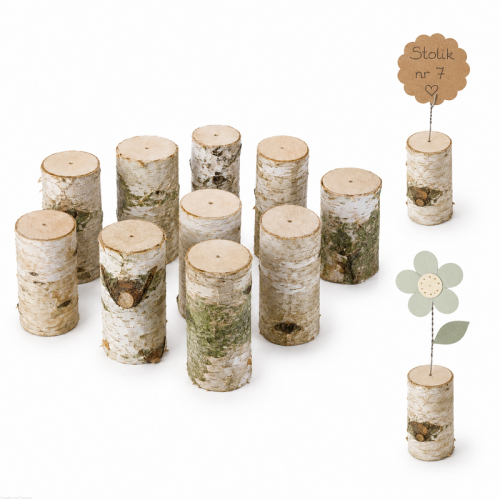 Pieńki brzozowe 10 cm, z otworem do dekoracji / prac kreatywnych DIY - zestaw 10 sztuk 