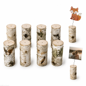 Pieńki brzozowe 15 cm, z otworem do dekoracji / prac kreatywnych DIY - zestaw 8 sztuk 
